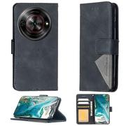 Aroepurt Custodia Comaptibile per ZTE Blade A75 5G Z2357N Case Custodia Cover Supporto Premium in PU [ con 9H HD Vetro Temperato] BF05 Black