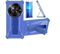Aroepurt Custodia Comaptibile per ZTE Blade A75 5G Z2357N Coque Custodia Case Ibrida [con Protezione dello Schermo in Vetro temperato] [Supporto Magnetico Pieghevole] Blu