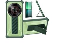 Aroepurt Custodia Comaptibile per ZTE Blade A75 5G Z2357N Coque Custodia Case Ibrida [con Protezione dello Schermo in Vetro temperato] [Supporto Magnetico Pieghevole] Verde