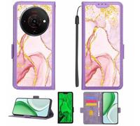 Aroepurt Custodia Comaptibile per Zte Blade A76 5G Case Custodia Cover Supporto Premium in PU[con Pellicola Protettiva HD con durezza 9H] [Blocco RFID][Paillettes Dorate + Brillanti] LPT-FDL