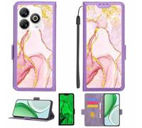 Aroepurt Custodia Comaptibile per Zte Blade V60 Smart Case Custodia Cover Supporto Premium in PU[con Pellicola Protettiva HD con durezza 9H] [Blocco RFID][Paillettes Dorate + Brillanti] LPT-FDL