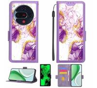 Aroepurt Custodia Comaptibile per ZTE Nubia Focus 2 5G Case Custodia Cover Supporto Premium in PU[con Pellicola Protettiva HD con durezza 9H] [Blocco RFID][Paillettes Dorate + Brillanti] LPT-ZDL