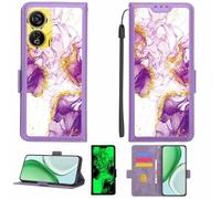 Aroepurt Custodia Comaptibile per ZTE Nubia Neo 3 5G Case Custodia Cover Supporto Premium in PU[con Pellicola Protettiva HD con durezza 9H] [Blocco RFID][Paillettes Dorate + Brillanti] LPT-ZDL