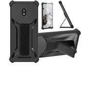 Aroepurt Custodia per Cat S42 Cover Custodia Case Ibrida [con Protezione dello Schermo in Vetro temperato] [Supporto Magnetico Pieghevole] [Resistente alle Impronte digitali Smerigliato] Nero
