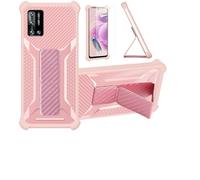 Aroepurt Custodia per Doogee N40 PRO Coque Custodia Case Ibrida [con Protezione dello Schermo in Vetro temperato] [Supporto Magnetico Pieghevole] [Resistente alle Impronte digitali Smerigliato] Rosa