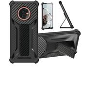 Aroepurt Custodia per Gigaset Gx4 Cover Custodia Case Ibrida [con Protezione dello Schermo in Vetro temperato] [Supporto Magnetico Pieghevole] [Resistente alle Impronte digitali Smerigliato] Nero