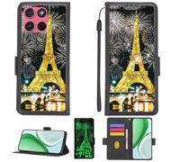 Aroepurt Custodia per Motorola Moto G57 Power Case Custodia [ con 9H HD Vetro Temperato][Blocco RFID][Paillettes Dorate + Luccicanti] PTH-TT