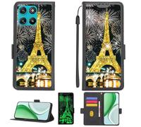Aroepurt Custodia per Motorola Moto G67 Power 5G Case Custodia [ con 9H HD Vetro Temperato][Blocco RFID][Paillettes Dorate + Luccicanti] PTH-TT
