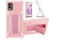 Aroepurt Custodia per Nokia C32 Coque Custodia Case Ibrida [con Protezione dello Schermo in Vetro temperato] [Supporto Magnetico Pieghevole] [Resistente alle Impronte digitali Smerigliato] Rosa