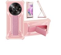 Aroepurt Custodia per Nubia Focus 5G Coque Custodia Case Ibrida [con Protezione dello Schermo in Vetro temperato] [Supporto Magnetico Pieghevole] [Resistente alle Impronte digitali Smerigliato] Rosa