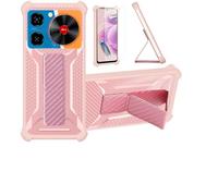 Aroepurt Custodia per Nubia Music Coque Custodia Case Ibrida [con Protezione dello Schermo in Vetro temperato] [Supporto Magnetico Pieghevole] [Resistente alle Impronte digitali Smerigliato] Rosa