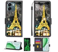 Aroepurt Custodia per Oppo A6 5G Case Custodia [ con 9H HD Vetro Temperato][Blocco RFID][Paillettes Dorate + Luccicanti] PTH-TT