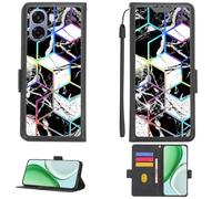 Aroepurt Custodia per Oppo A6x 5G Case Custodia [ con 9H HD Vetro Temperato][Blocco RFID][Luce riflessa dai Colori Vivaci] PTH-HS