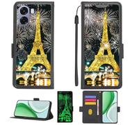 Aroepurt Custodia per Oppo A6x 5G Case Custodia [ con 9H HD Vetro Temperato][Blocco RFID][Paillettes Dorate + Luccicanti] PTH-TT
