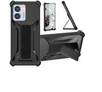Aroepurt Custodia per Oukitel C36 Cover Custodia Case Ibrida [con Protezione dello Schermo in Vetro temperato] [Supporto Magnetico Pieghevole] [Resistente alle Impronte digitali Smerigliato] Nero