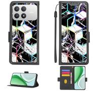 Aroepurt Custodia per Poco F8 PRO Case Custodia [ con 9H HD Vetro Temperato][Blocco RFID][Luce riflessa dai Colori Vivaci] PTH-HS