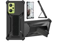 Aroepurt Custodia per Realme GT Neo 2 Cover Custodia Case Ibrida [con Protezione dello Schermo in Vetro temperato] [Supporto Magnetico Pieghevole] [Resistente alle Impronte digitali Smerigliato] Nero