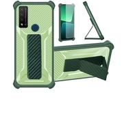 Aroepurt Custodia per TCL 20 Se 20se Coque Custodia Case Ibrida [con Protezione dello Schermo in Vetro temperato] [Supporto Magnetico Pieghevole] [Resistente alle Impronte digitali Smerigliato] Verde