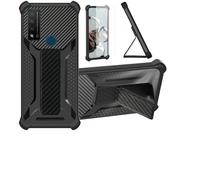 Aroepurt Custodia per TCL 20 Se 20se Cover Custodia Case Ibrida [con Protezione dello Schermo in Vetro temperato] [Supporto Magnetico Pieghevole] [Resistente alle Impronte digitali Smerigliato] Nero