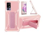 Aroepurt Custodia per TCL 40 R 5G Coque Custodia Case Ibrida [con Protezione dello Schermo in Vetro temperato] [Supporto Magnetico Pieghevole] [Resistente alle Impronte digitali Smerigliato] Rosa