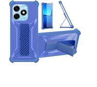 Aroepurt Custodia per Tecno Kj5 Cover Custodia Case Ibrida [con Protezione dello Schermo in Vetro temperato] [Supporto Magnetico Pieghevole] [Resistente alle Impronte digitali Smerigliato] Blu
