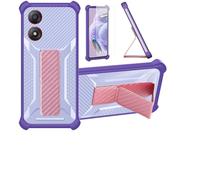 Aroepurt Custodia per Zte Blade A34 Coque Custodia Case Ibrida [con Protezione dello Schermo in Vetro temperato] [Supporto Magnetico Pieghevole] [Resistente alle Impronte digitali Smerigliato] Viola