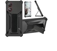 Aroepurt Custodia per Zte Blade A34 Cover Custodia Case Ibrida [con Protezione dello Schermo in Vetro temperato] [Supporto Magnetico Pieghevole] [Resistente alle Impronte digitali Smerigliato] Nero
