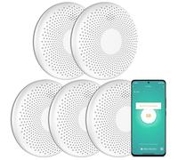 Aroha Smart Connect Rilevatore Di Fumo E Monossido Di Carbonio WiFi - Batteria Da 10 Anni - Allarme Antincendio & Monossido Carbonio - 5 pezzi