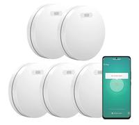 Aroha Smart Connect Rilevatore di Fumo WiFi - Batteria da 10 Anni, Sensore Fumo WiFi Con App Tuya & Smartlife - Allarme Anticendio - 5 pezzi