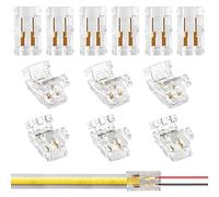 Aroidful 12 Pezzi Mini Connettori Strisce LED Spina 2 pin 8 mm Connettore Cavo Striscce LED 2 pin Rapido Connettore LED Striscia Kit Connettore Trasparente per Monochrom COB Striscia, Senza Saldatura