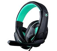AROKH H-1 - Cuffie da gaming, microfono omnidirezionale e retrattile, colore: Nero/Verde