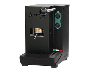 Aroma Lite Macchina Espresso Cialde ESE 44 mm Pressacialda Ottone | Colore Nero, Serbatoio Vetro, Espresso Cremoso Come al Bar, Piccola, Silenziosa, Made in Italy Casa e Ufficio