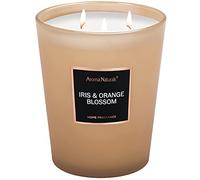 Aroma Naturals Bougie parfumée, 33,3 oz grande bougie 130 heures de combustion longue, bougies d'aromathérapie au soja naturel pour la maison, 3 mèches de coton (Iris e fiori d'arancio)