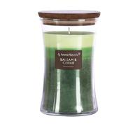 Aroma Naturals Candele profumate a 3 strati, Candela di soia con clessidra, Brucia fino a 100 ore, Cera di soia naturale, Coperchio in legno, 21,52 once (Balsamo e cedro)