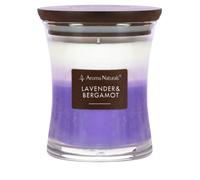 Aroma Naturals Candele profumate a 3 strati, Candela di soia con clessidra, Brucia fino a 45 ore, Cera di soia naturale, Coperchio in legno, 11,3 once(Lavanda & Bergamotto)