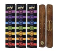 Aromasenses | 3 Scatoline di Incenso Chakras + 1 Bruciatore d'Incenso Aromasenses | 100% Naturale | 15 g x 3 Scatoline = 45 g | Rilassamento | Meditazione | Pulizia Energetica