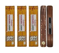 Aromasenses | 3 Scatoline di Incenso Nag Champa Gelsomino Twin Series + 1 Bruciatore d'Incenso Aromasenses | Nag Champa + Gelsomino | 2 Profumi per Bastoncino | Incenso Masala