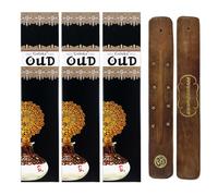 Aromasenses | 3 Scatoline di Incenso Oud + 1 Bruciatore d'Incenso Aromasenses | 100% Naturale | 15 g x 3 Scatoline = 45 g | Rilassamento | Meditazione | Pulizia Energetica