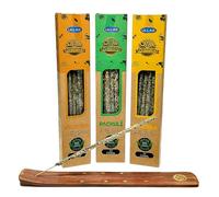 Aromasenses | 3 scatoline di incenso ULLAS | 100% naturale | Fatto a mano | 25 grammi ciascuna + 1 Bruciatore di incenso Aromasenses (Vaniglia - Frankincense - Patchouli)
