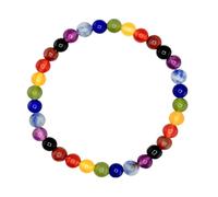 AROMASENSES | Bracciale Elastico 7 Chakra 6 mm | Minerali Naturali Esoterici | Amuleto di Equilibrio e Energia Vitale