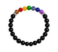 AROMASENSES | Bracciale Elastico 7 Chakras con Charms 8 mm | Minerali Naturali Esoterici | Amuleto di Equilibrio ed Energia Spirituale