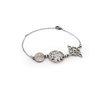 AROMASENSES | Bracciale Tripla Protezione | San Benedetto, nodo di strega e tetragrammaton | Acciaio inossidabile 316L 19 cm Regolabile | Amuleto Spirituale e Protezione Energetica, Talla única, Lega