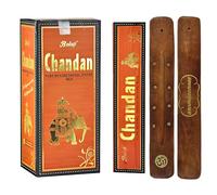 AROMASENSES | Confezione da 12 Scatole di Incenso Chandan di Balaji Masala + Targhetta Porta Incenso Aromasenses in Regalo | Naturale | 15 g x 12 = 180 g | Rilassamento | Meditazione | Yoga