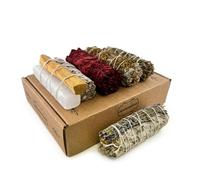 AROMASENSES | Confezione da 5 fasci sacri | Salvia bianca con Palo Santo e Selenite, Salvia con Ruda e Lavanda, Rosmarino e Sangue di Drago | Suffumigi per Rituali di Pulizia e Protezione
