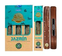 Aromasenses| Incenso al Gelsomino biologico Ullas Sahumerio | 100% naturale | Fatto a mano | 25 gr x 12 Pacchetti = Totale 300 gr | Rilassamento, Meditazione + 1 Bruciatore di incenso Aromasenses