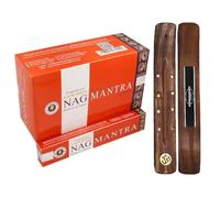 Aromasenses - Incenso Golden Nag Mantra Vijayshree - 12 scatole da 15 grammi ciascuno + 1 Bruciatore di incenso Aromasenses