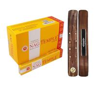 Aromasenses | Incenso Golden Nag Temple Vijayshree + 1 tavoletta Aromasenses - 12 scatole da 15 grammi = 180 grammi | Yoga | Meditazione | Rilassamento