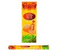 AROMASENSES | Incenso Ruta e Mirra SAC | 6 Tubi Esagonali da 20 Bastoncini Ciascuno | Incensi Profumati che Allontanano Vibrazioni Negative e Rafforzano l’Energia | Bastoncini di Incenso dall’India