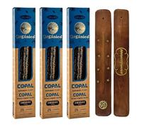 Aromasenses - Pack 3 Confezioni di Incenso Biologico Ullas Copal + 1 Tavolette Aromasenses | Incenso 100% Naturale ed Ecologico | Aromaterapia con Erbe Naturali | 25 g x 3 = 45 g