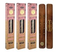 Aromasenses | Pack 3 Confezioni di Incenso Biologico Ullas Mirra + 1 Tavolette Aromasenses | Incenso 100% Naturale ed Ecologico | Aromaterapia con Erbe Naturali | 25 g x 3 = 45 g